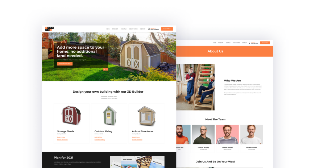 user-friendly website for shed business