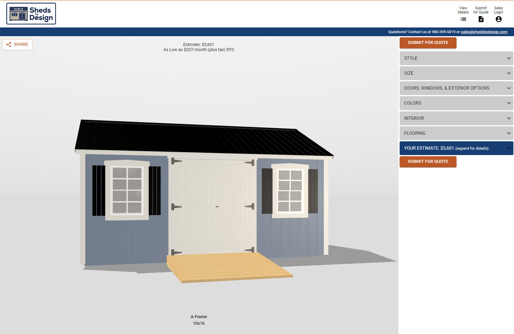 build and order shed online North Carolina with our 3D shed design tool 