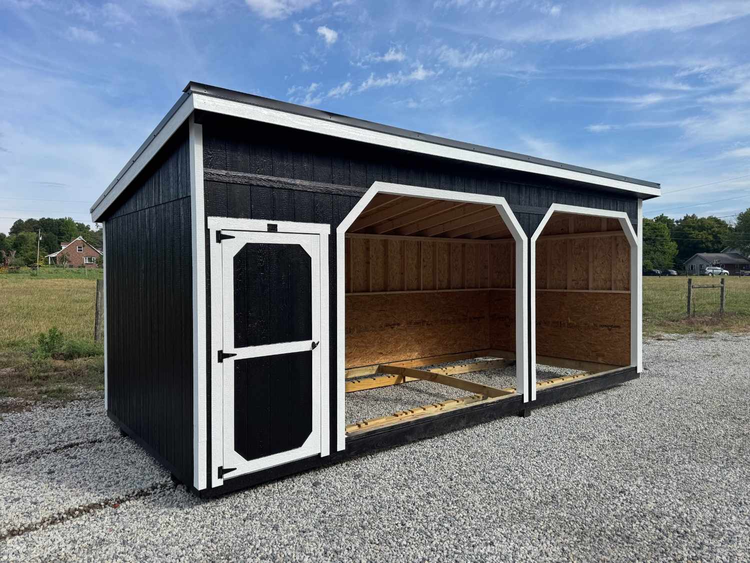 10X24 Horse Shed Double Bay With Tack Room (Black) | $389 A Month!