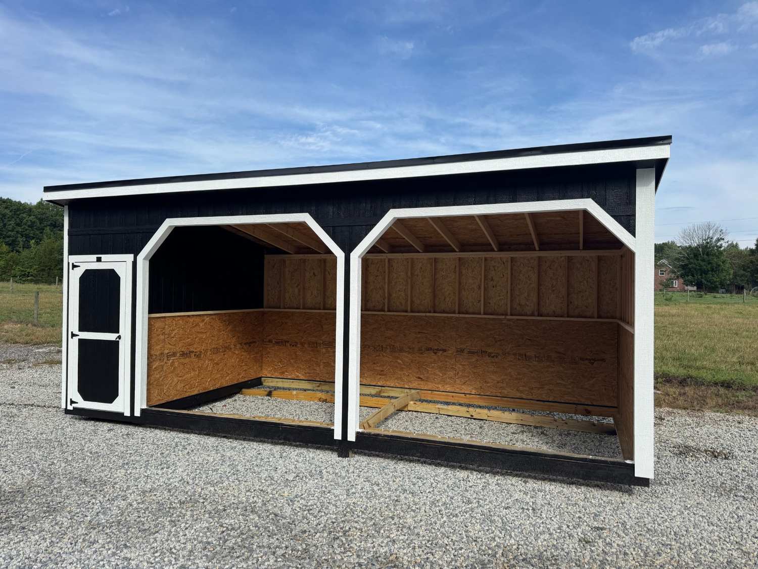 10X24 Horse Shed Double Bay With Tack Room (Black) | $389 A Month!