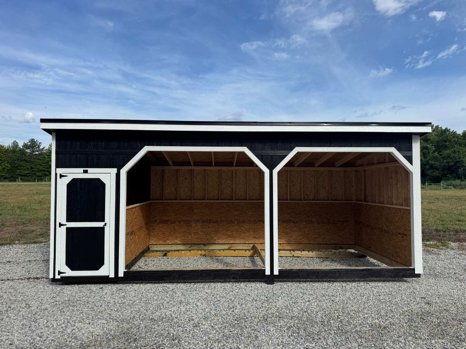 10X24 Horse Shed Double Bay With Tack Room (Black) | $389 A Month!