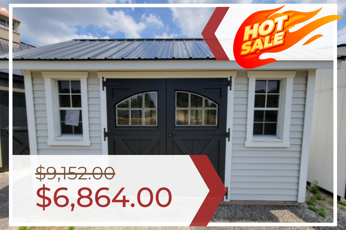 10’x14′ Garden Shed with 4″ Traditional Vinyl Siding (2337KOP)