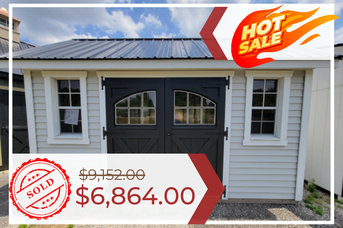 10’x14′ Garden Shed with 4″ Traditional Vinyl Siding (2337KOP)