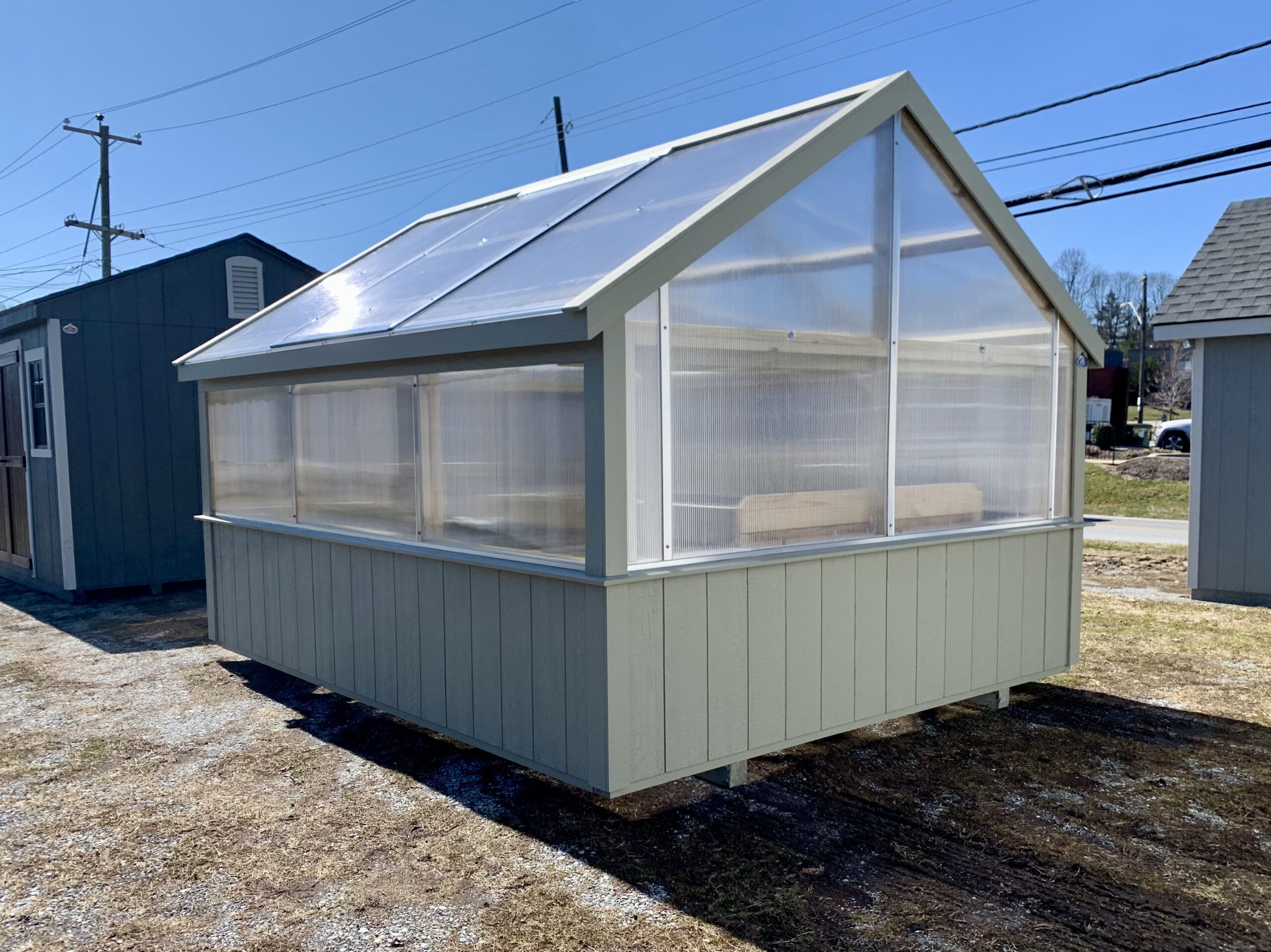 10x12 A-Frame Greenhouse w/MiraTEC Trim & Siding Skirt