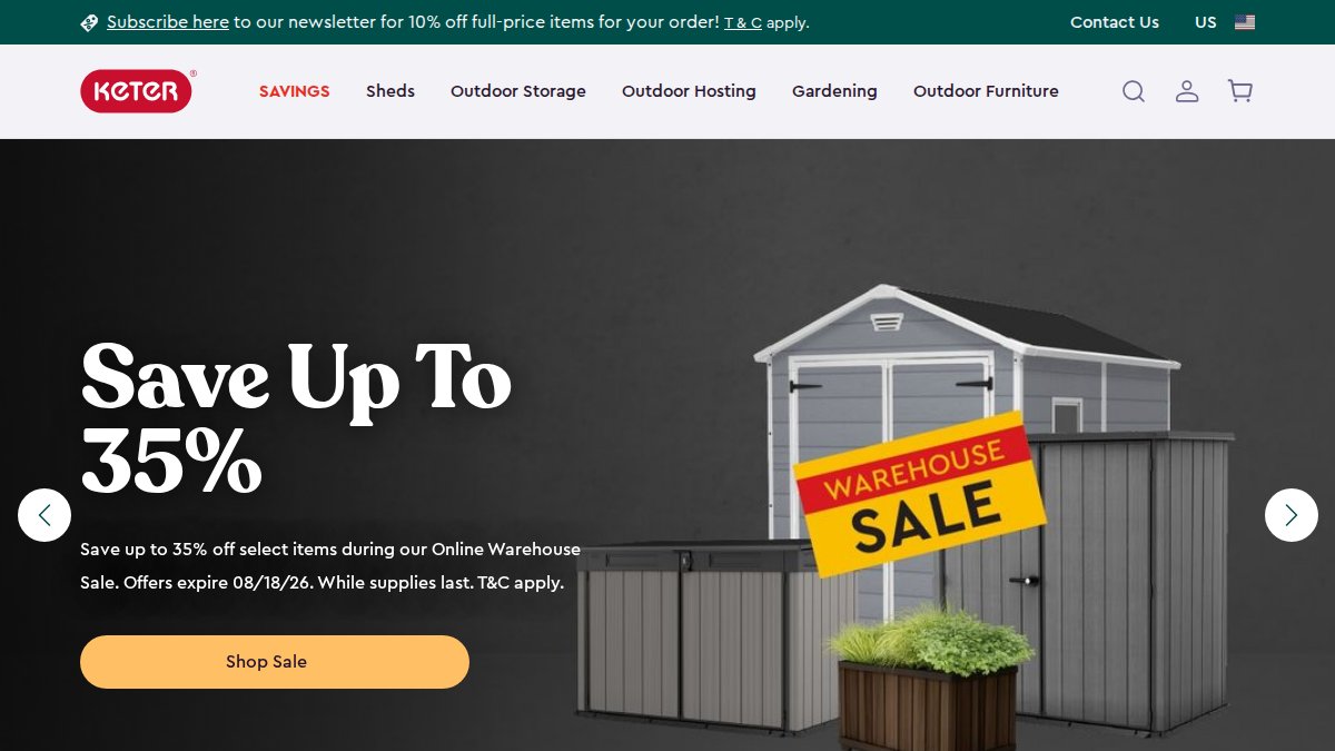 Screenshot of Us En page on keter.com