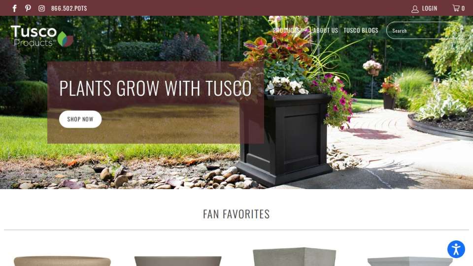 Screenshot of tuscoproducts.com interface