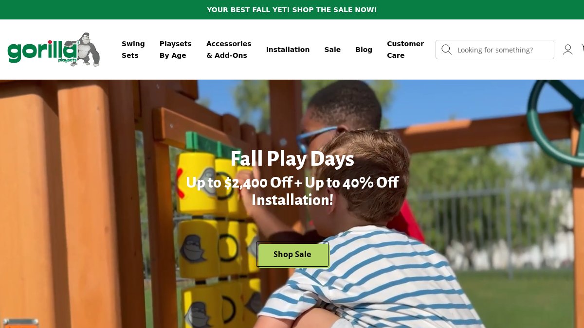 Screenshot of gorillaplaysets.com interface
