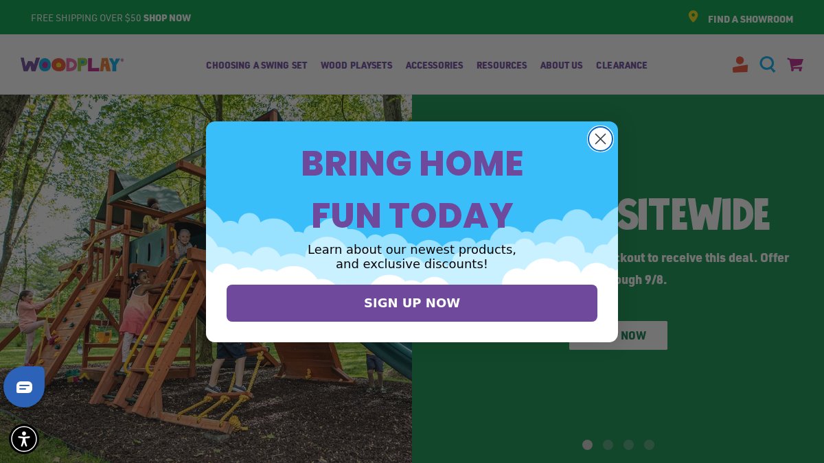 Screenshot of swingsets.com interface