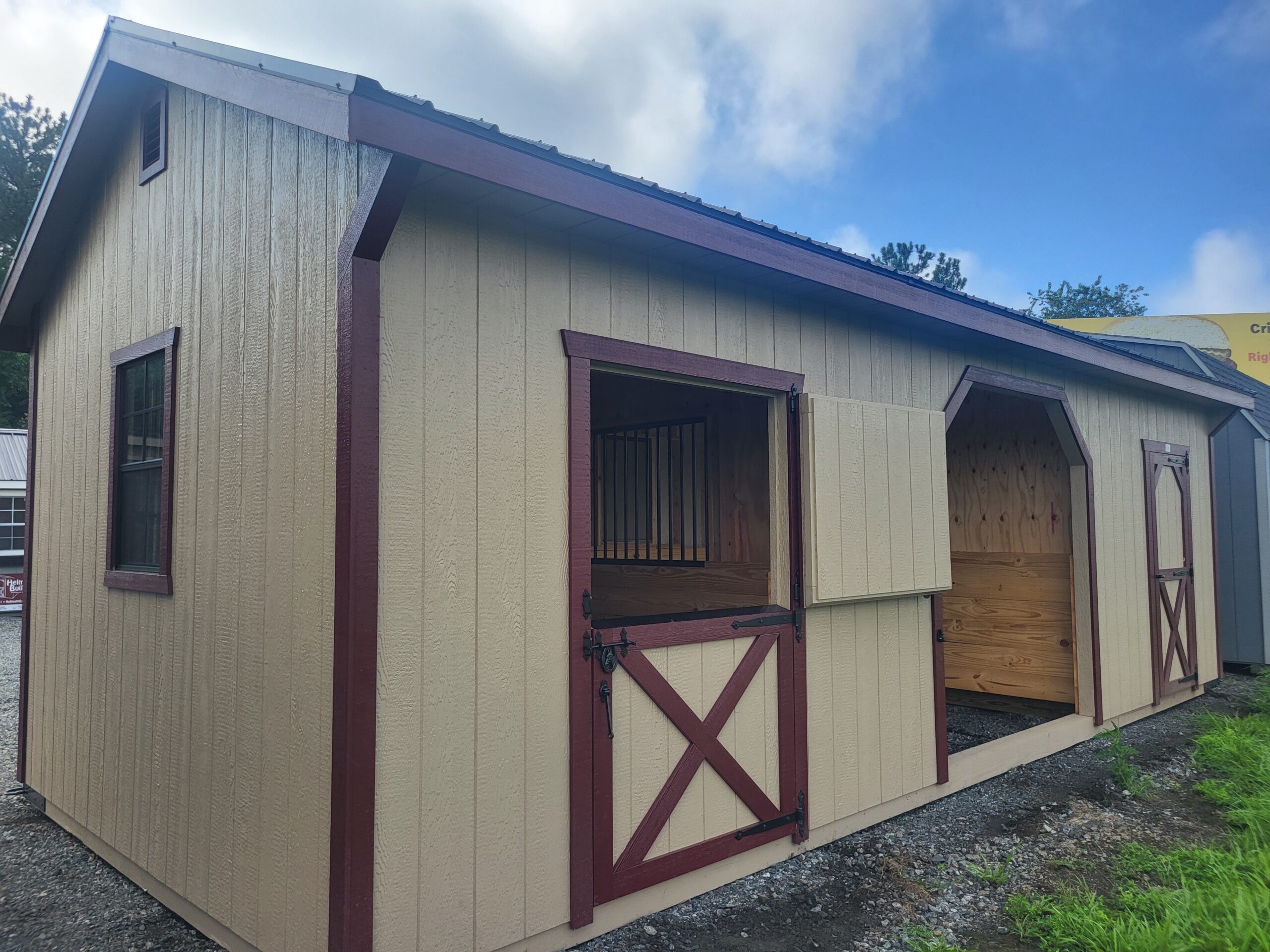 RV25070 12X28 Stall barn-Run in Combo w/tack-feed room