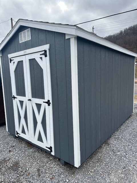 S25073 8x12x7 Classic Cottage Dark Gray with White Trim