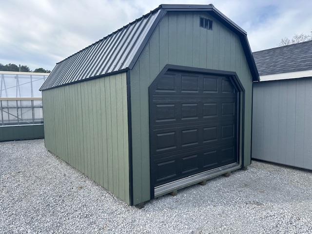 S25074 12x20x7 Classic Barn in Avocado with Black Trim