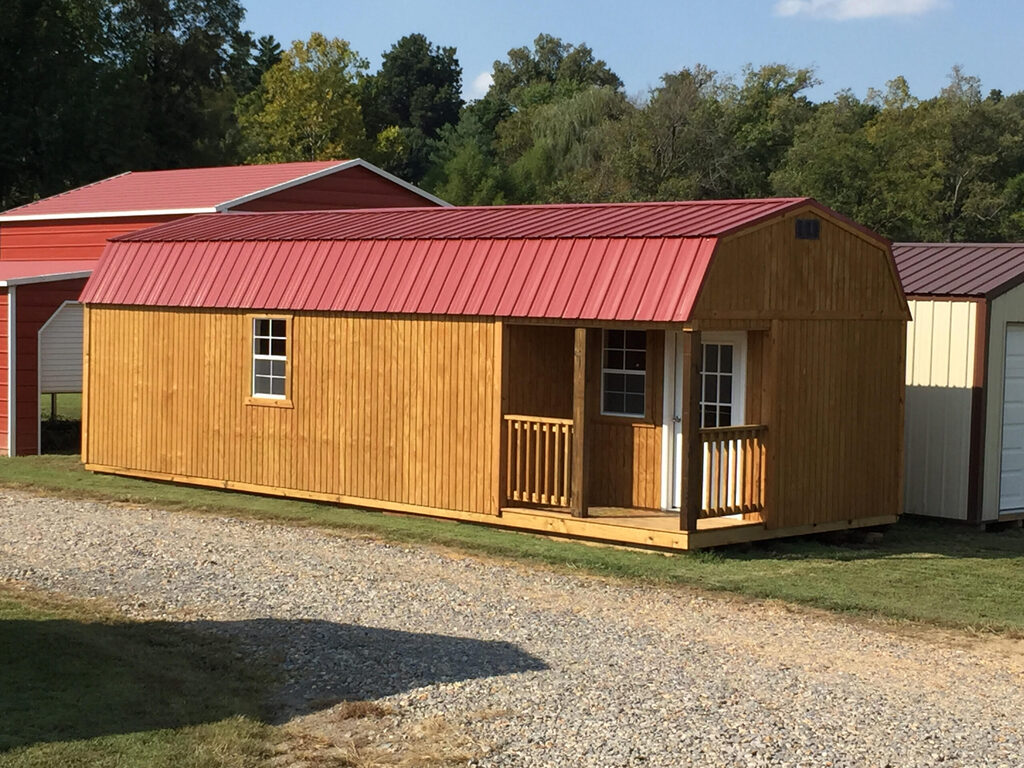 Treated corner porch lofed barn cabin scaled