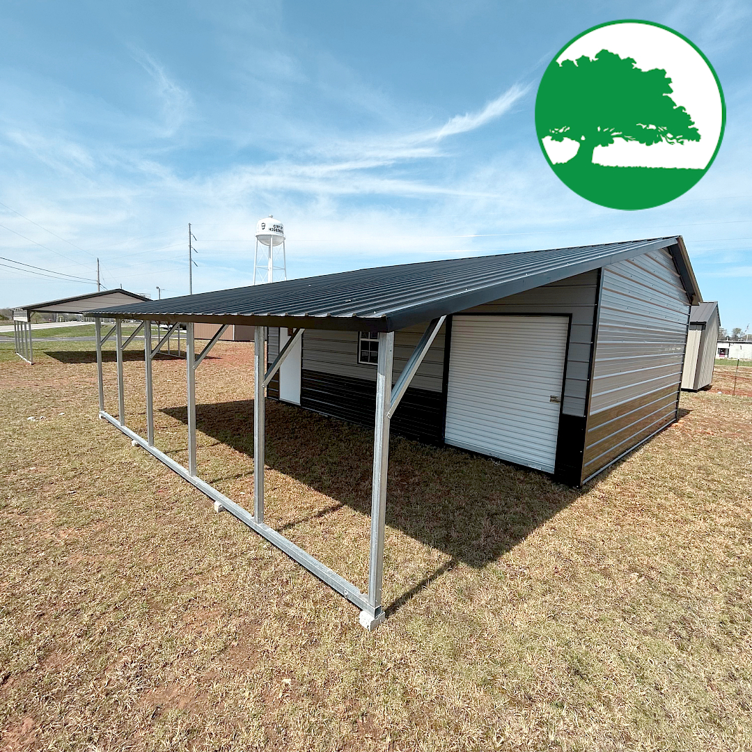 34'W x 25'L Garage w/ Lean-To