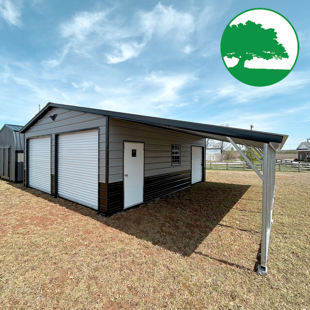 34'W x 25'L Garage w/ Lean-To
