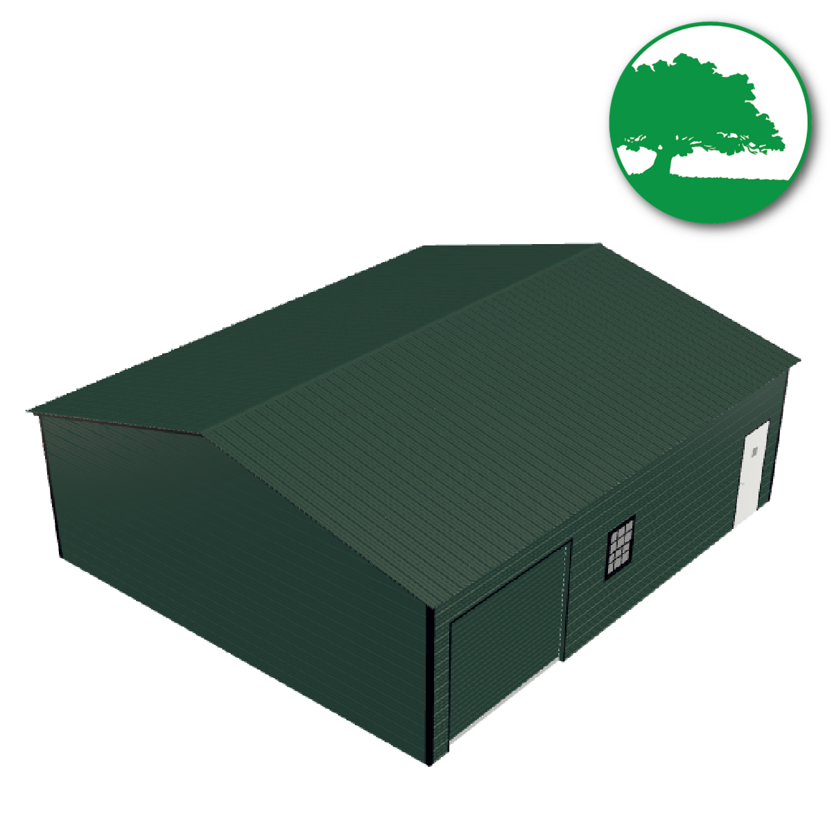 30'W x 35'L x 10'H 3-Bay Green Garage