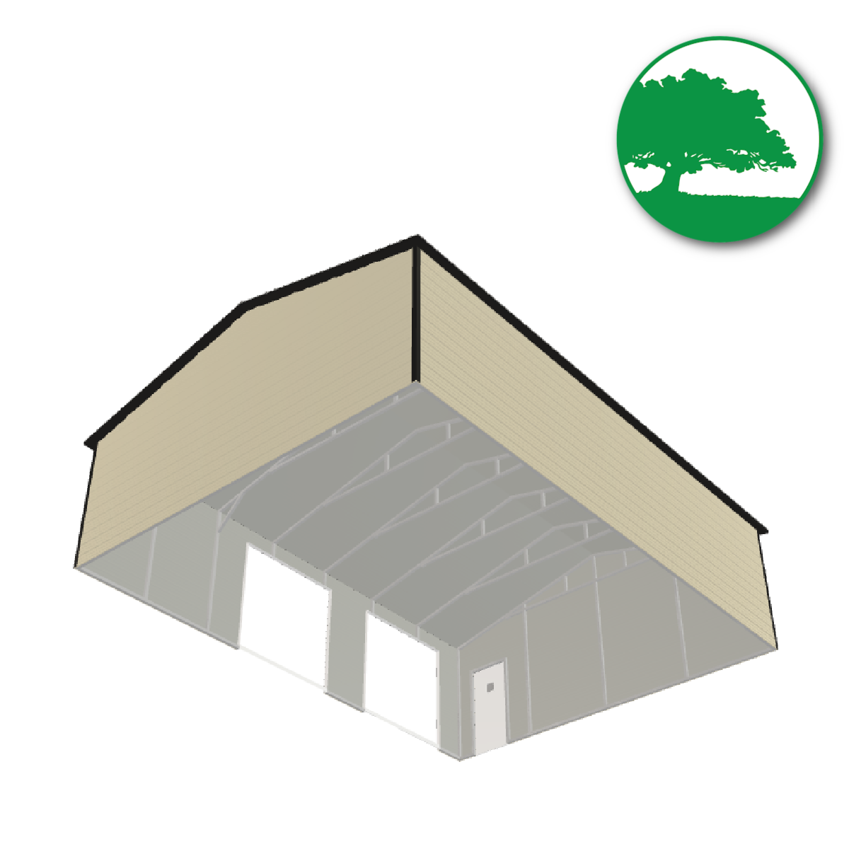 26'W x 35'L x 9'H Double Metal Garage