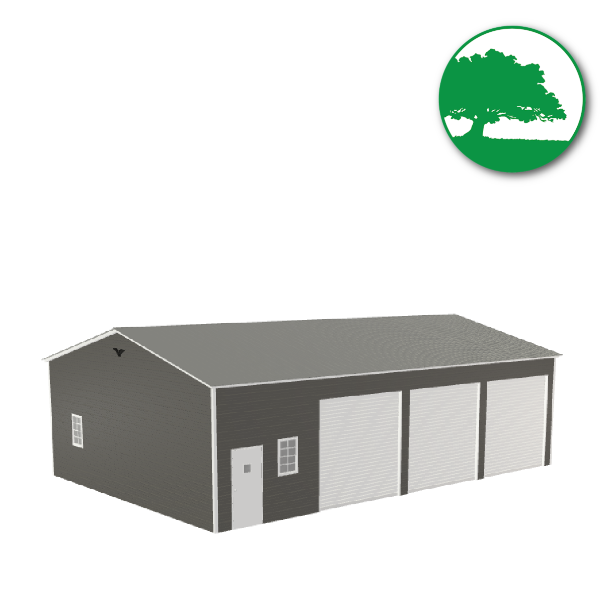 30'W x 45'L x 12'H 3-Bay Metal Garage