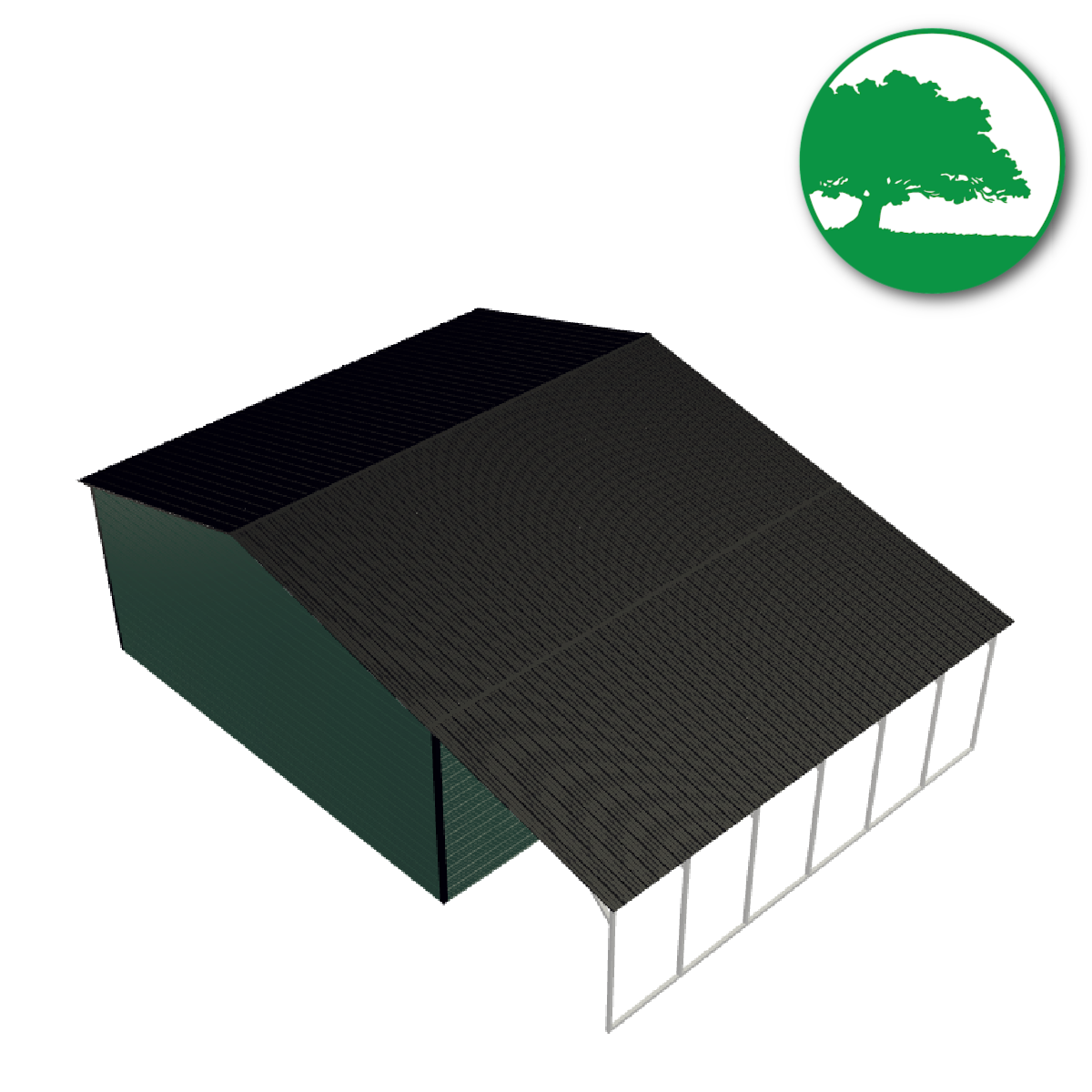 42'W x 30'L x 12'9'H Metal Garage with Lean-To