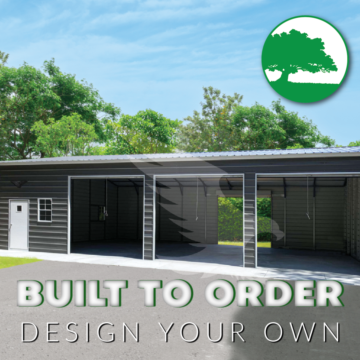 30’W x 45’L x 12’H 3-Bay Metal Garage