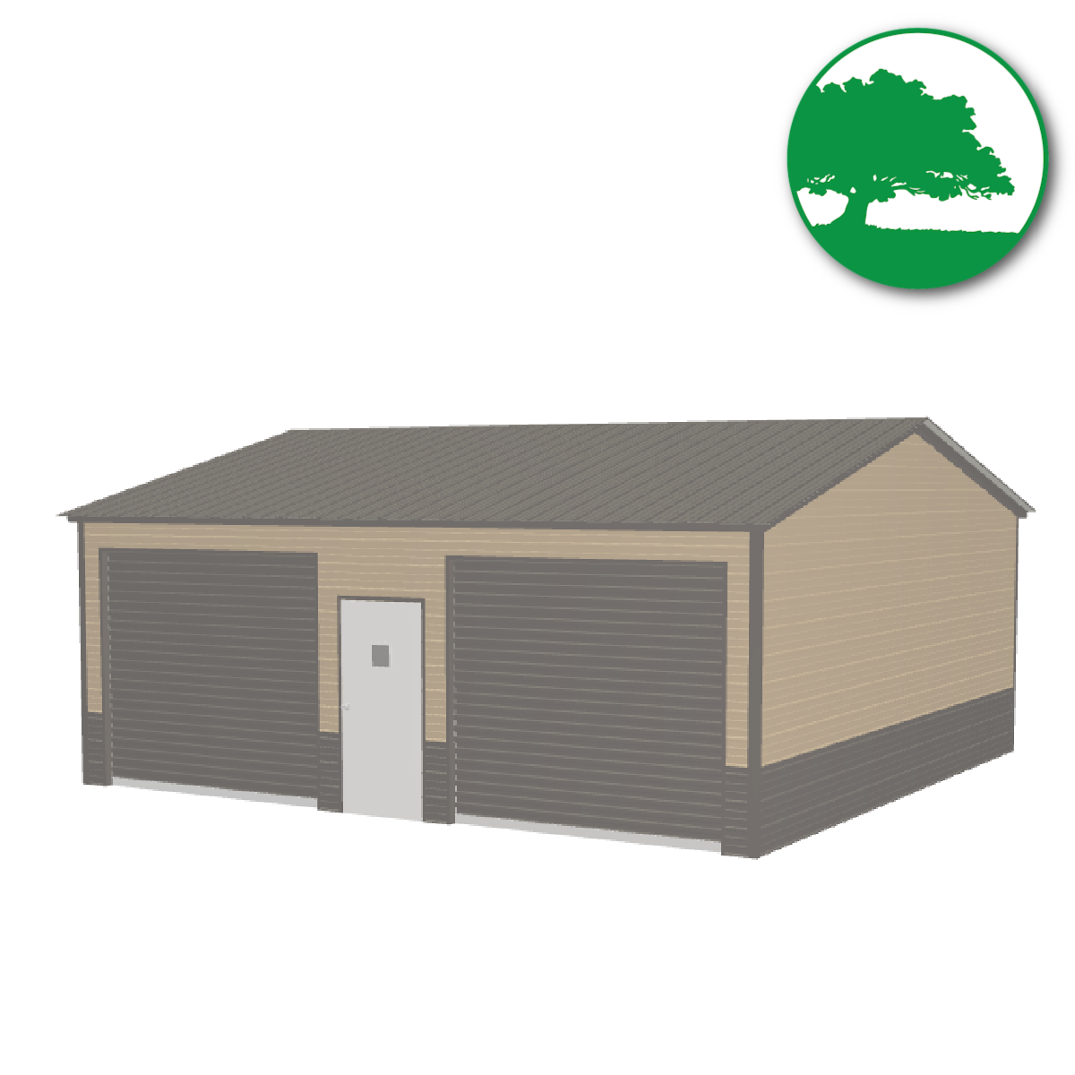 24'W x 25'L x 9'H Double Metal Garage