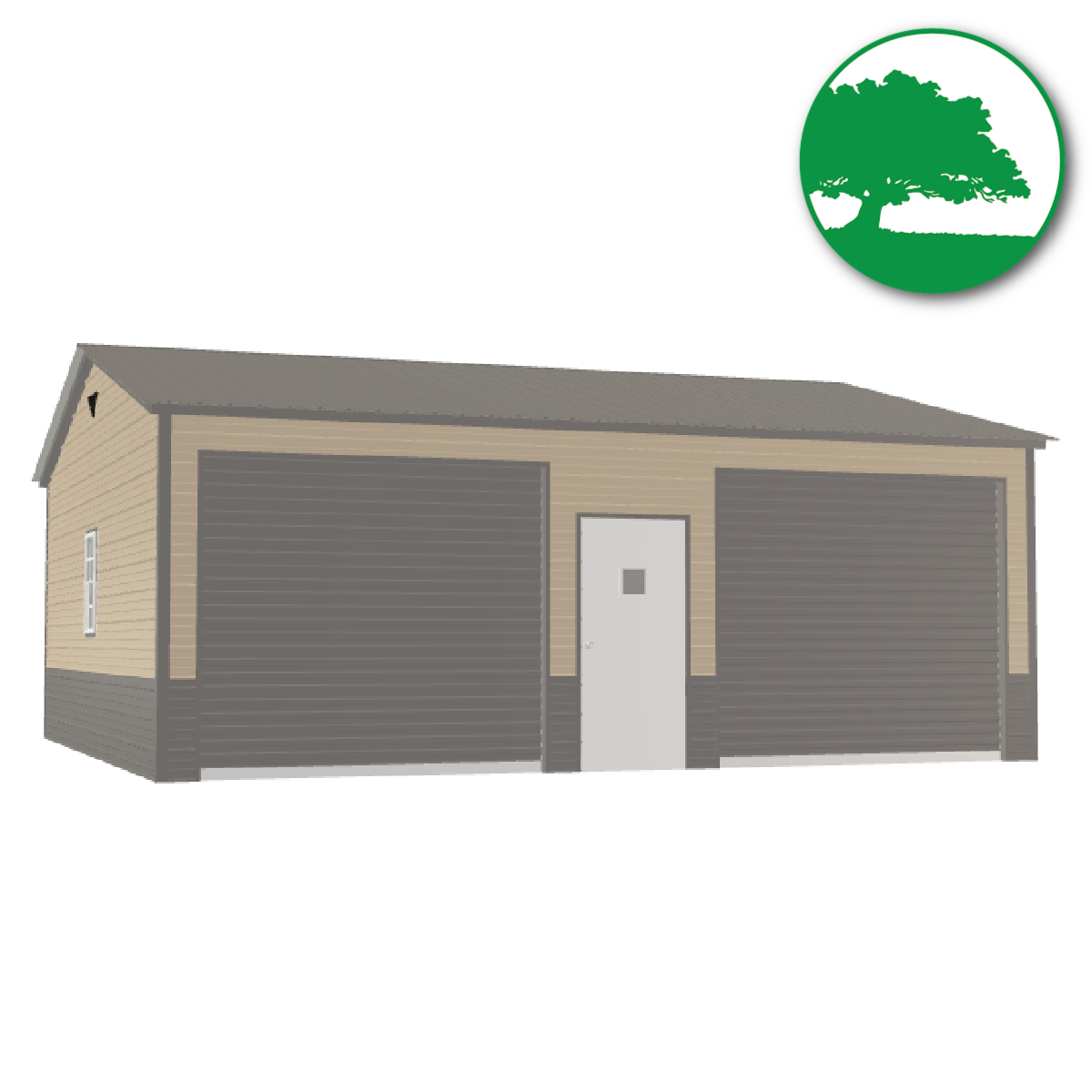 24'W x 25'L x 9'H Double Metal Garage