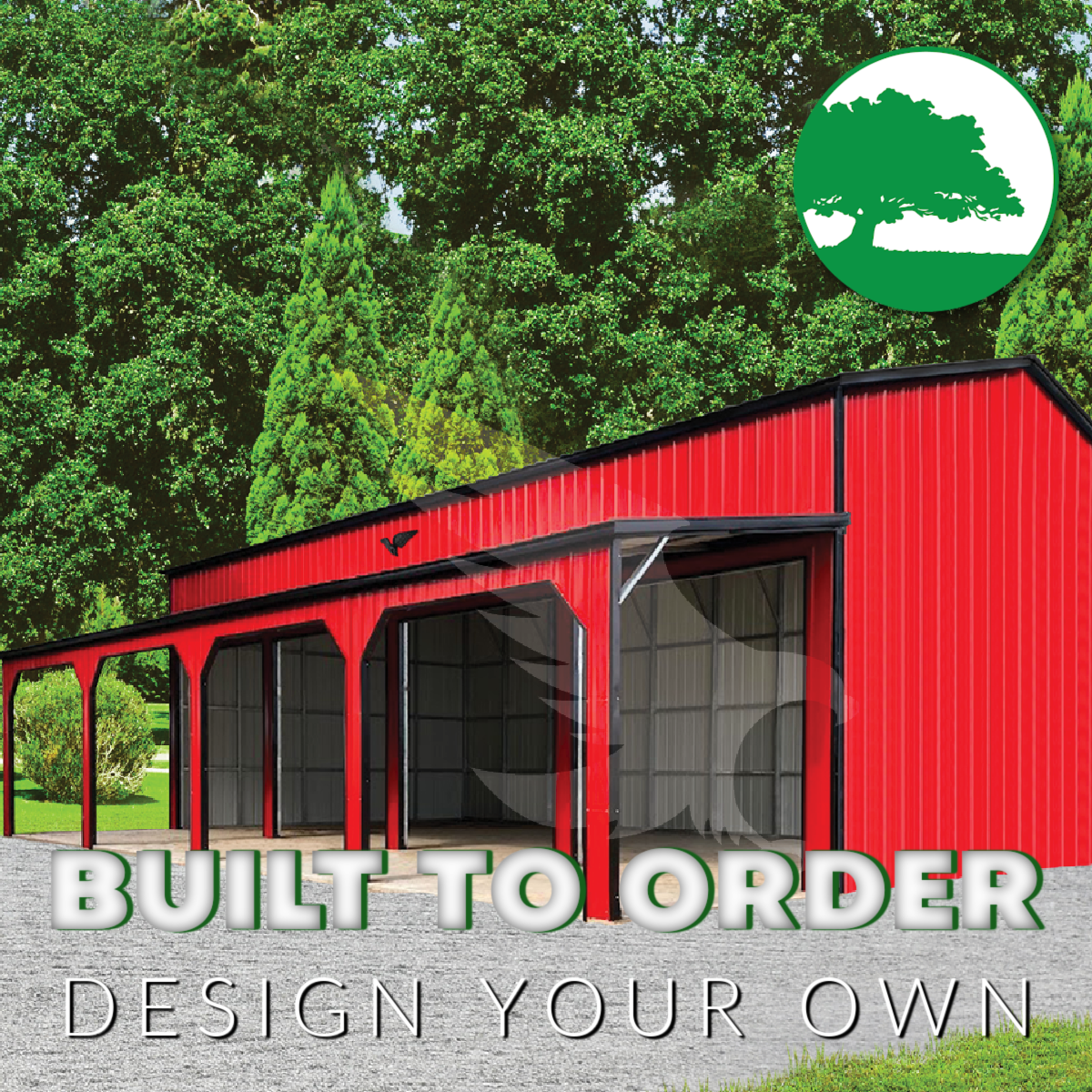 34’W x 50’L x 16’/10’H Custom 4-Bay Garage