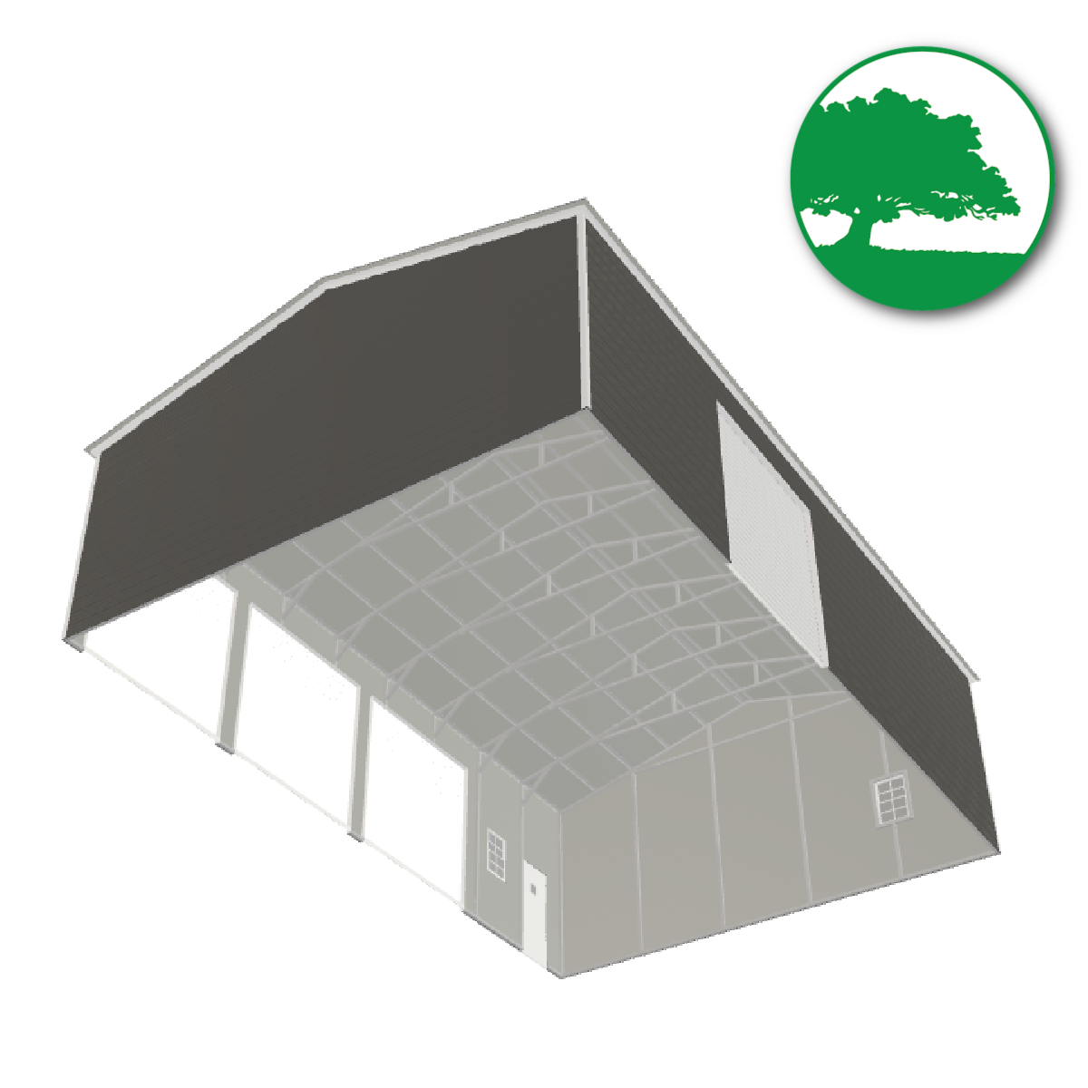 30'W x 45'L x 12'H 3-Bay Metal Garage