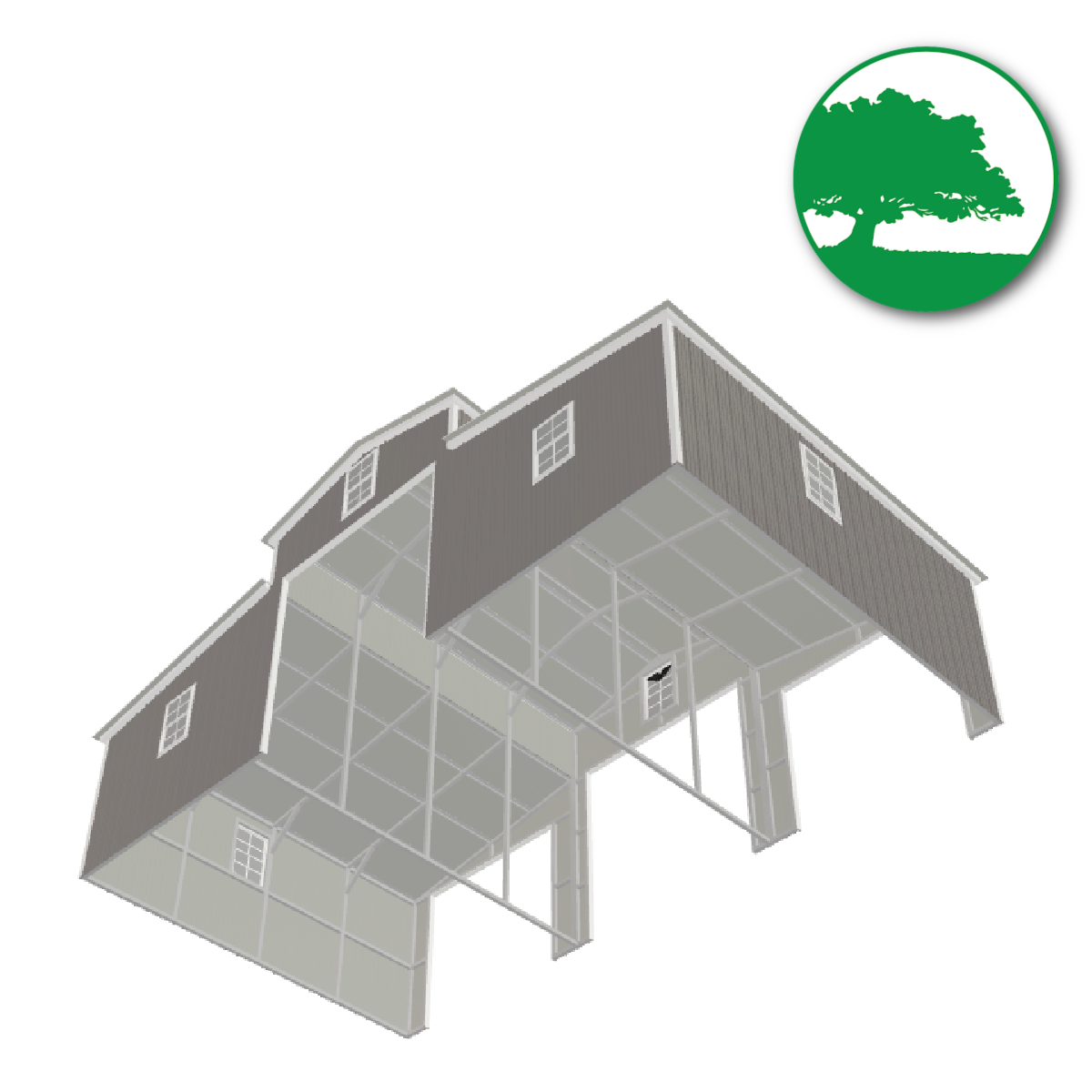 36'W x 20'L x 13'/8'H Metal Horse Barn