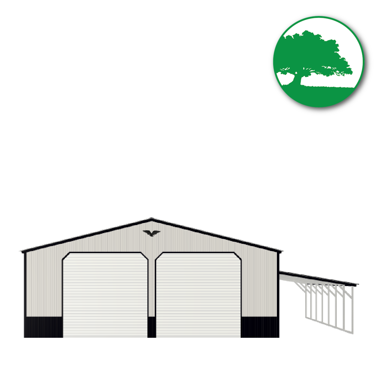 40' x 40' x 10'/6'  Garage with Lean-To