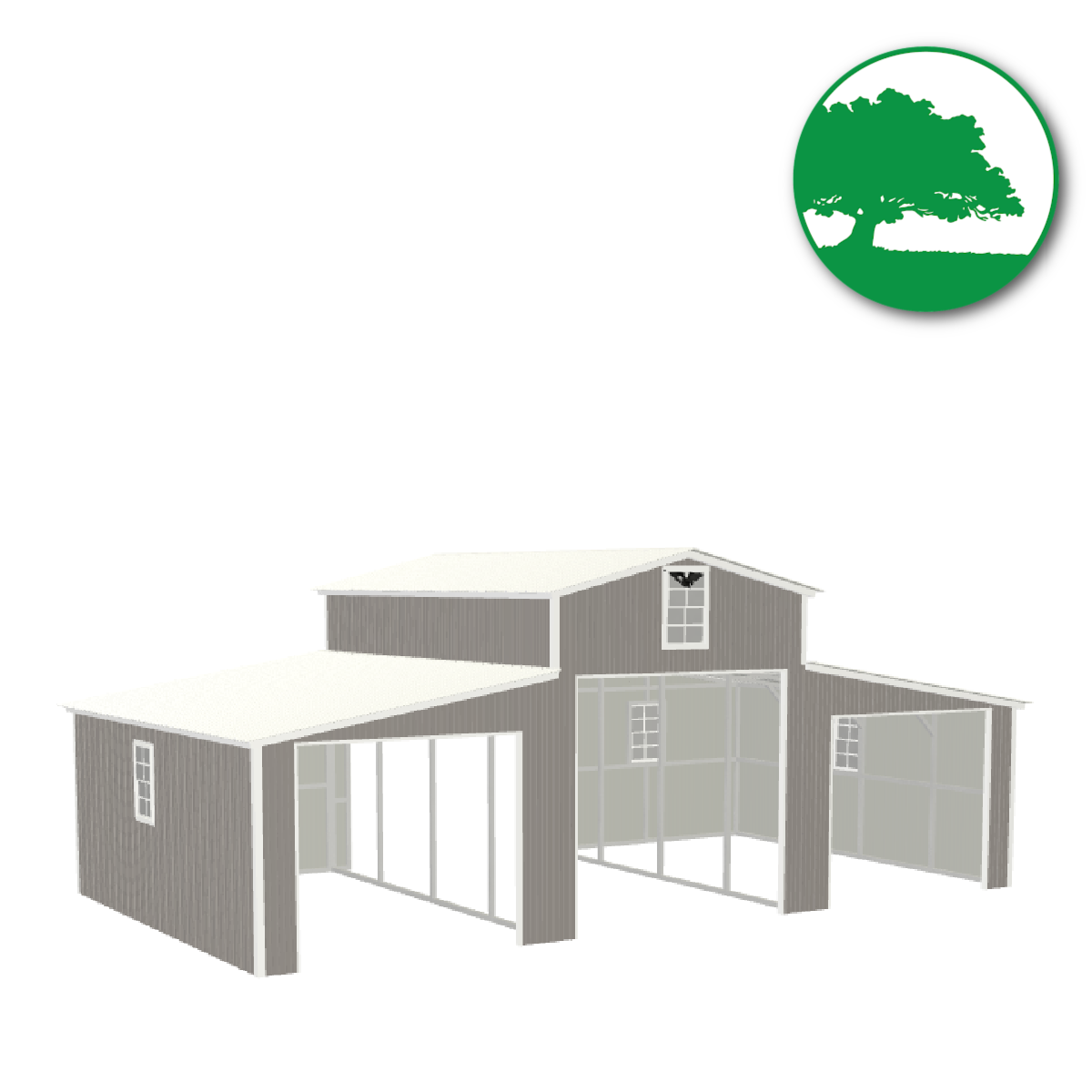 36'W x 20'L x 13'/8'H Metal Horse Barn