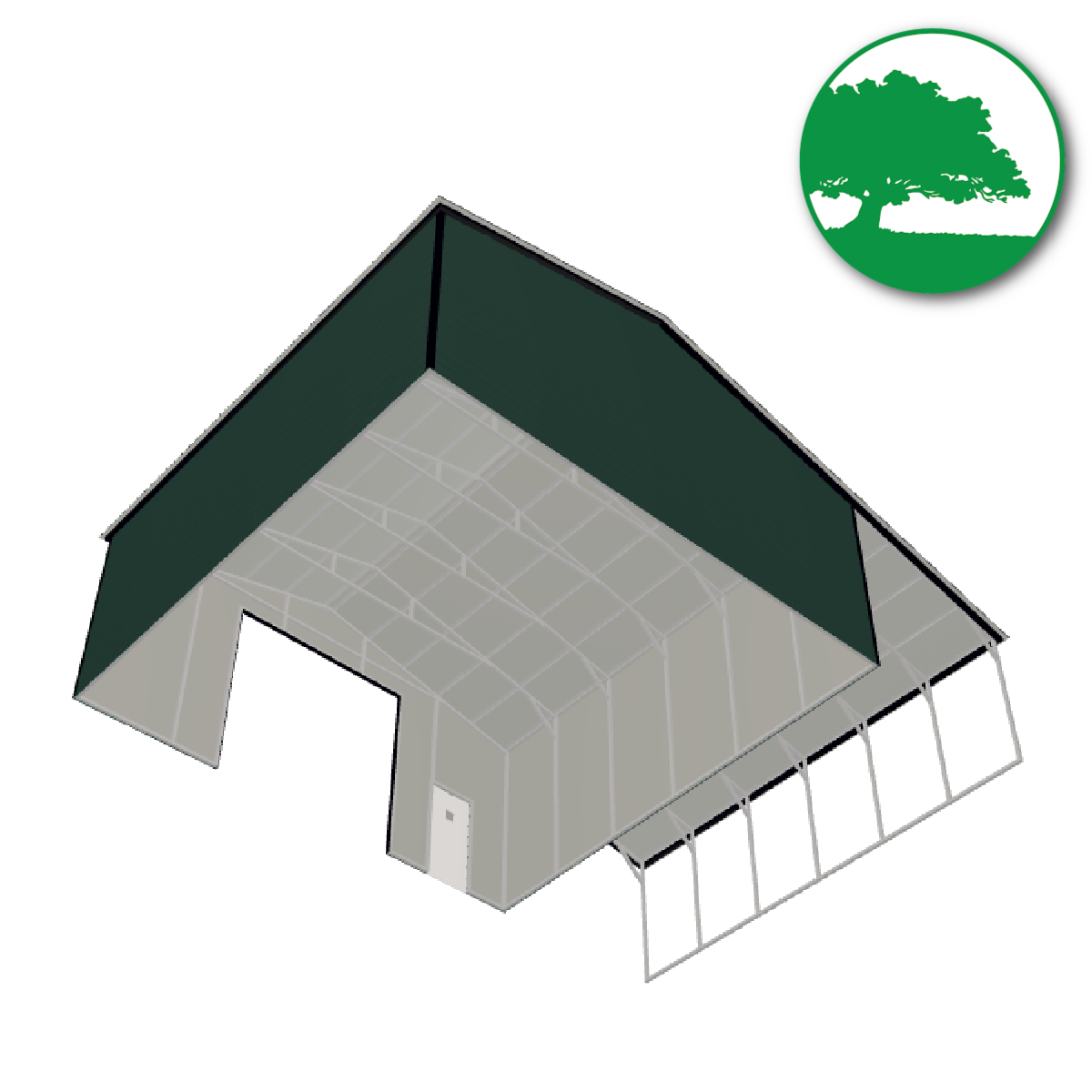 42'W x 30'L x 12'9'H Metal Garage with Lean-To