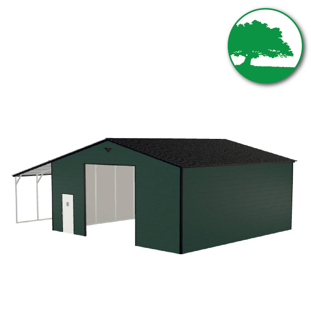 42'W x 30'L x 12'9'H Metal Garage with Lean-To