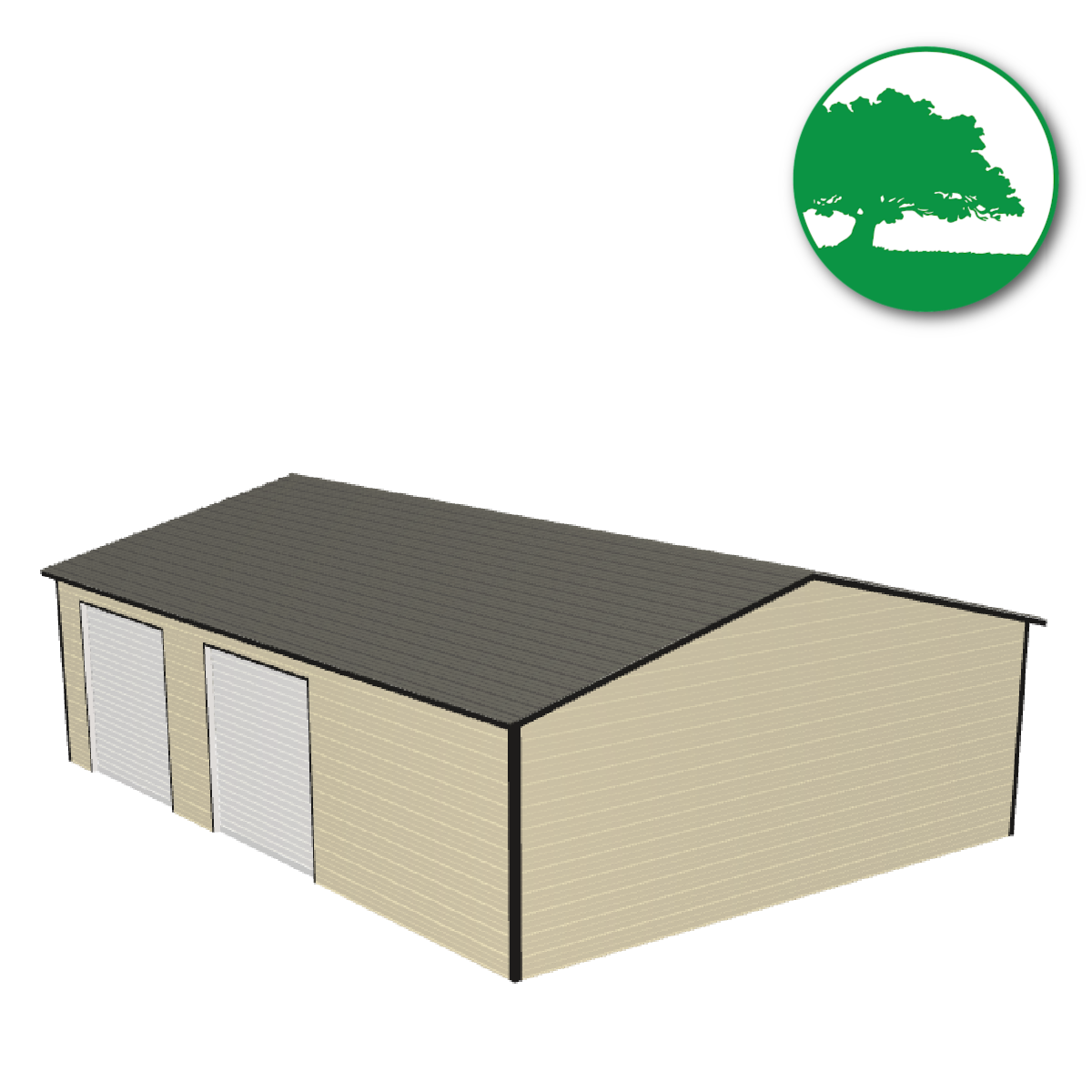 26'W x 35'L x 9'H Double Metal Garage