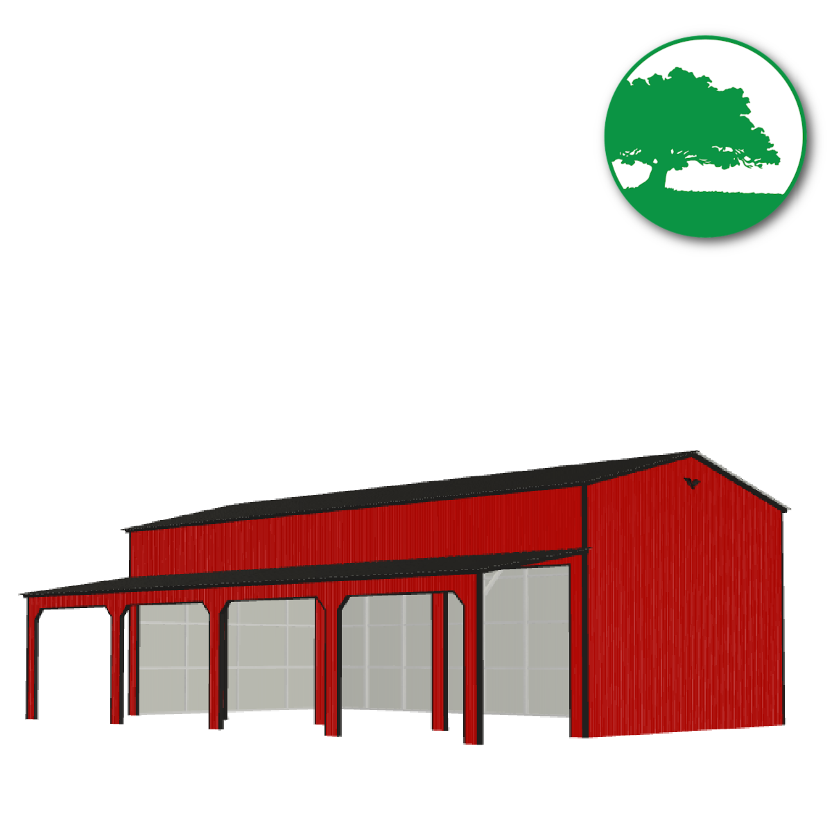34'W x 50'L x 16'/10'H Custom 4-Bay Garage