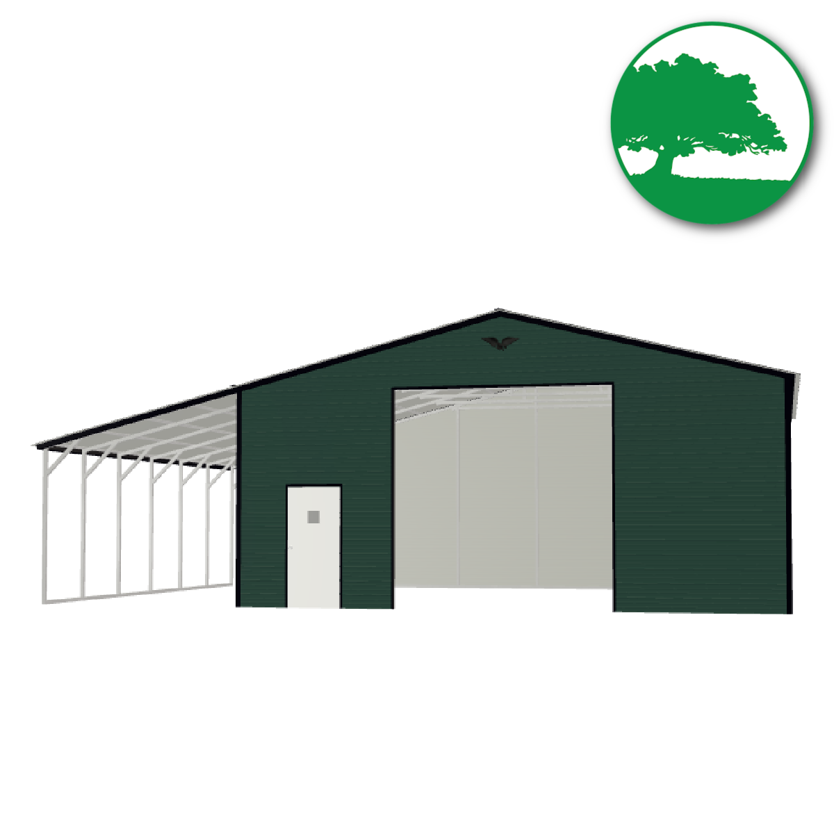 42'W x 30'L x 12'9'H Metal Garage with Lean-To