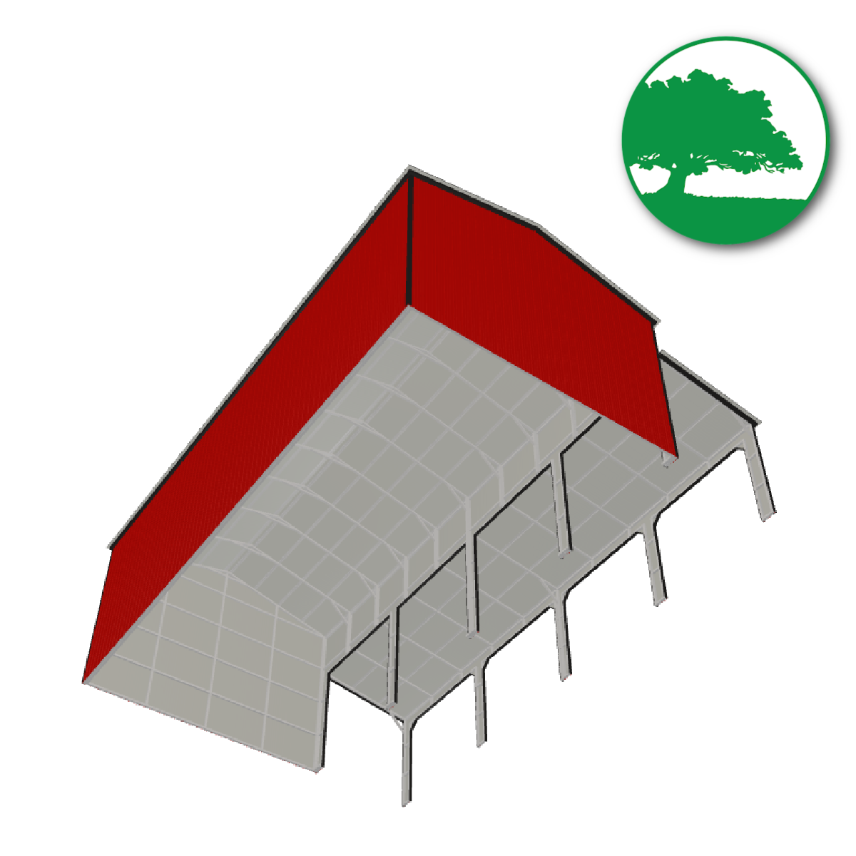 34'W x 50'L x 16'/10'H Custom 4-Bay Garage