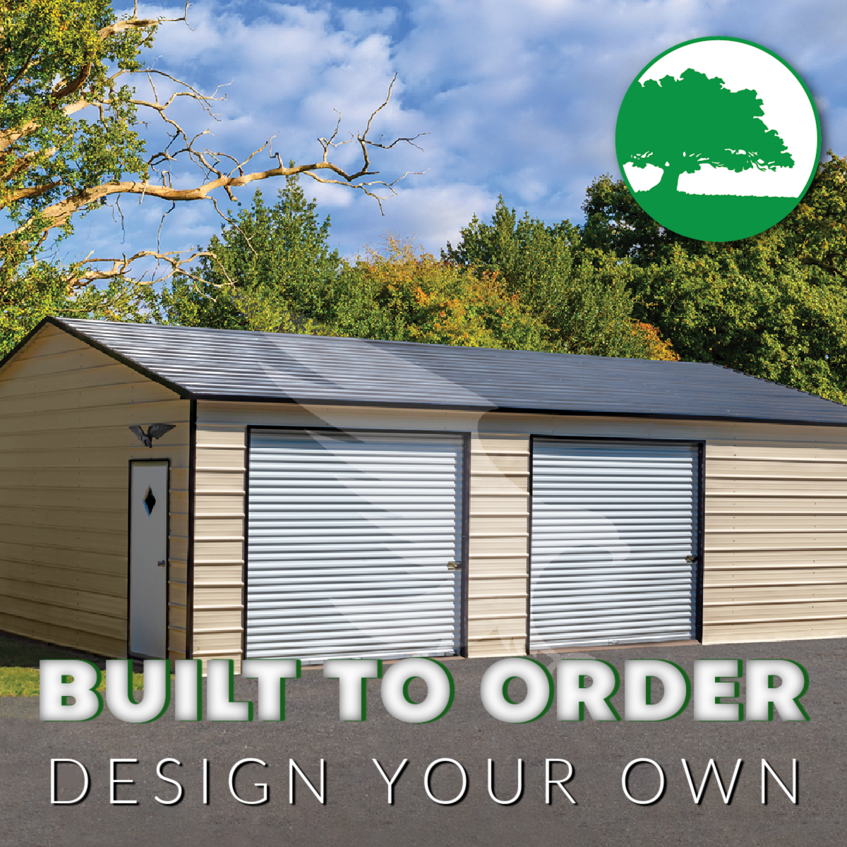 26’W x 35’L x 9’H Double Metal Garage