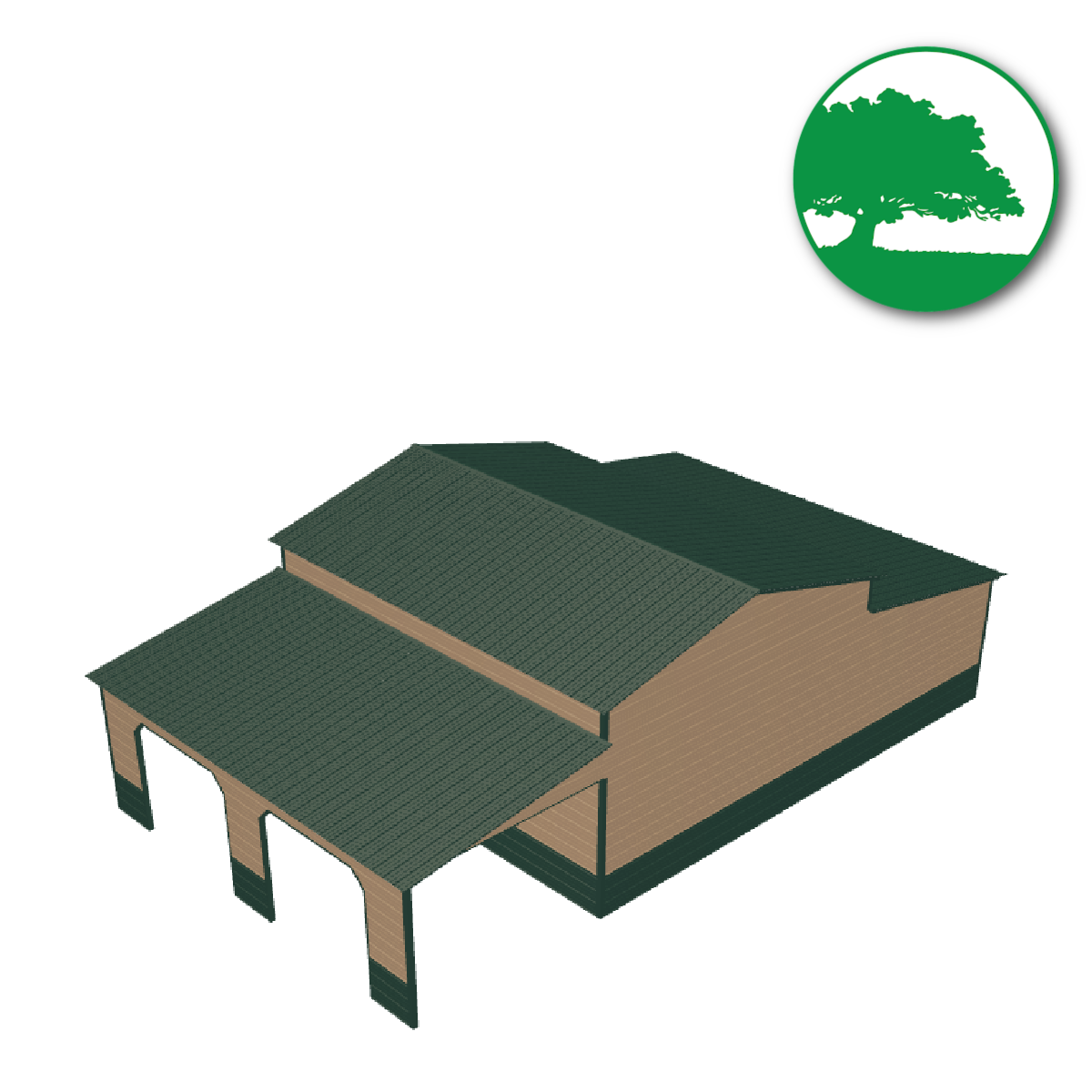 44'W x 25'L x 18'/8'H Metal Style Horse Barn