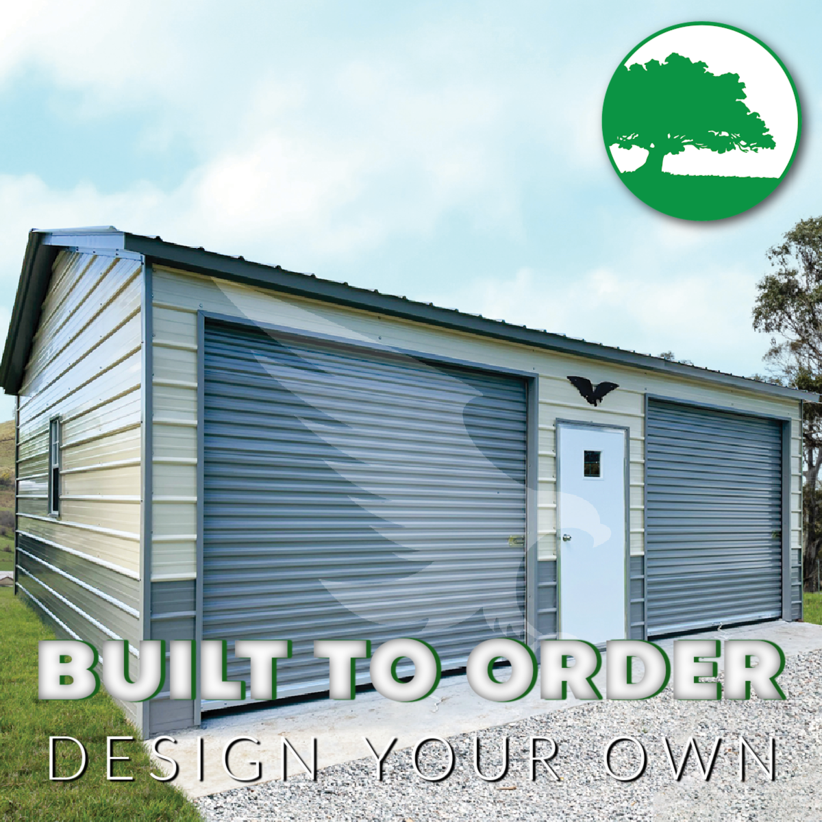 24’W x 25’L Garage w/ Lean-To