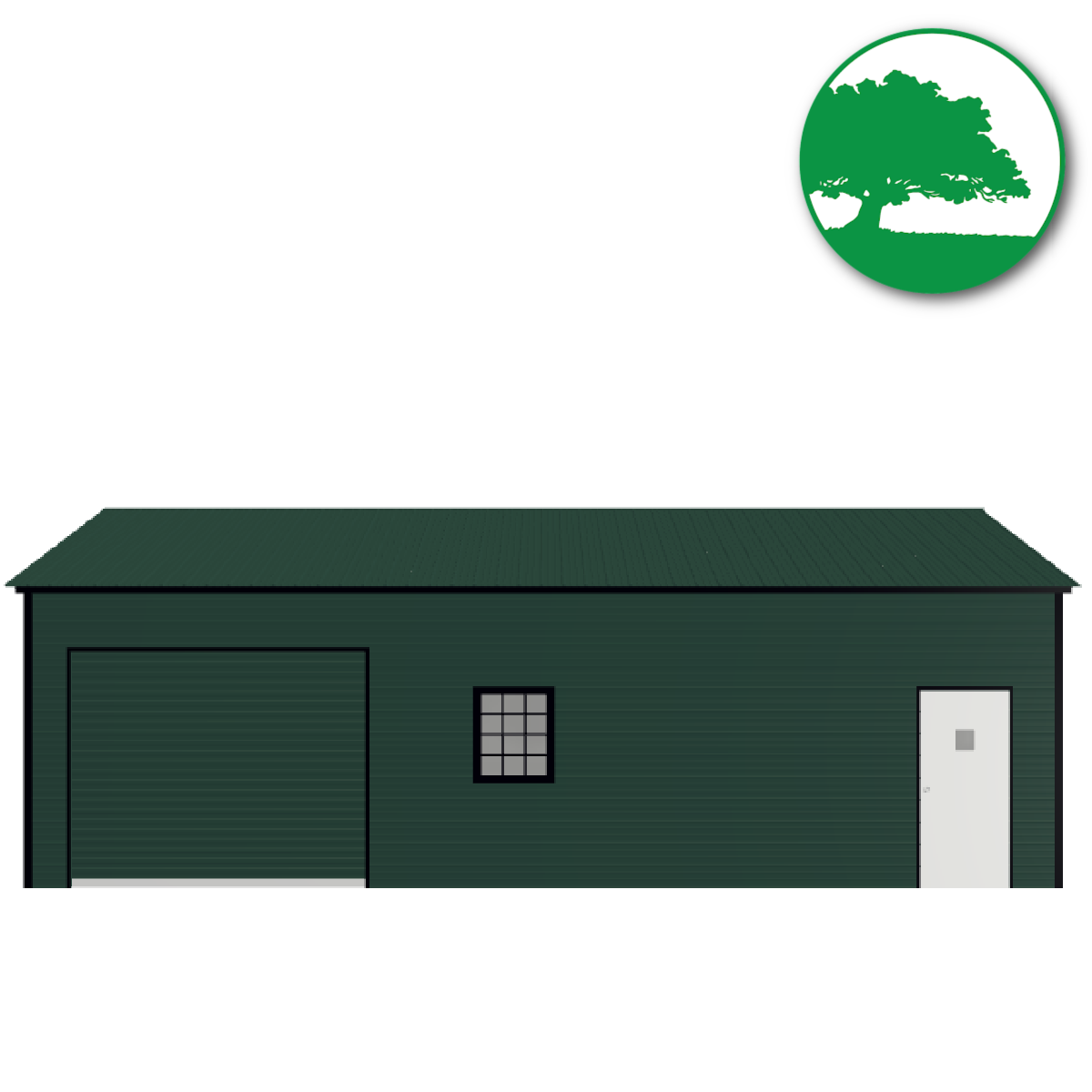 30'W x 35'L x 10'H 3-Bay Green Garage