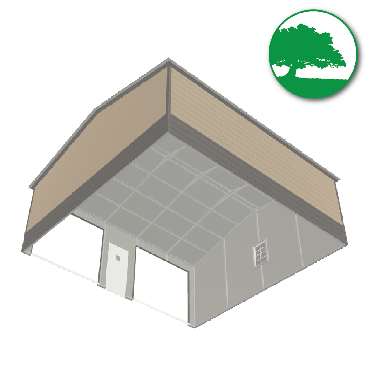 24'W x 25'L x 9'H Double Metal Garage