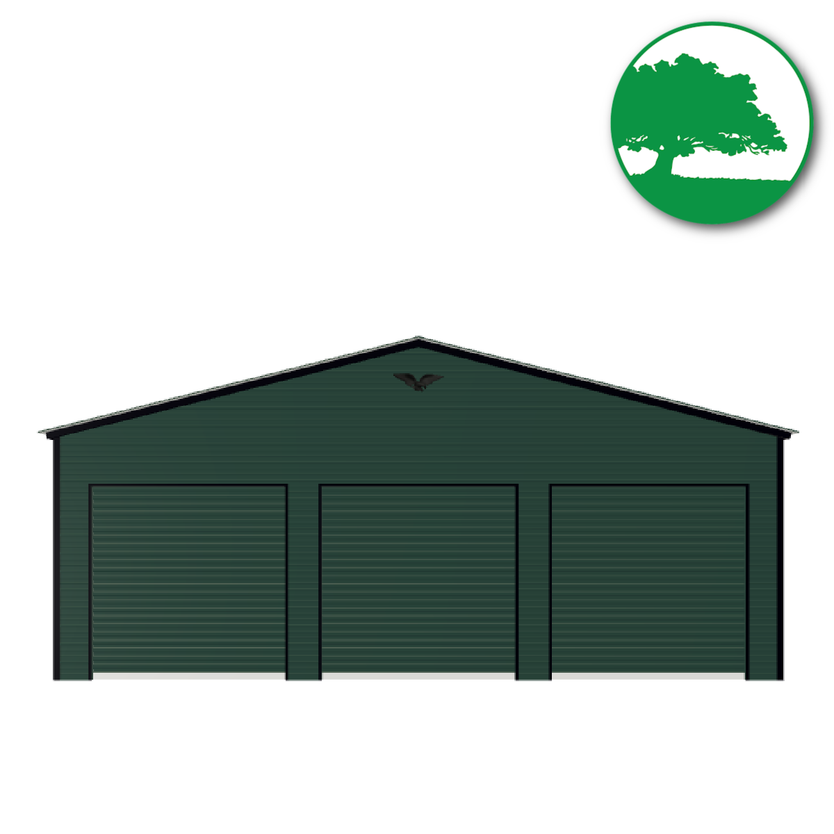 30'W x 35'L x 10'H 3-Bay Green Garage