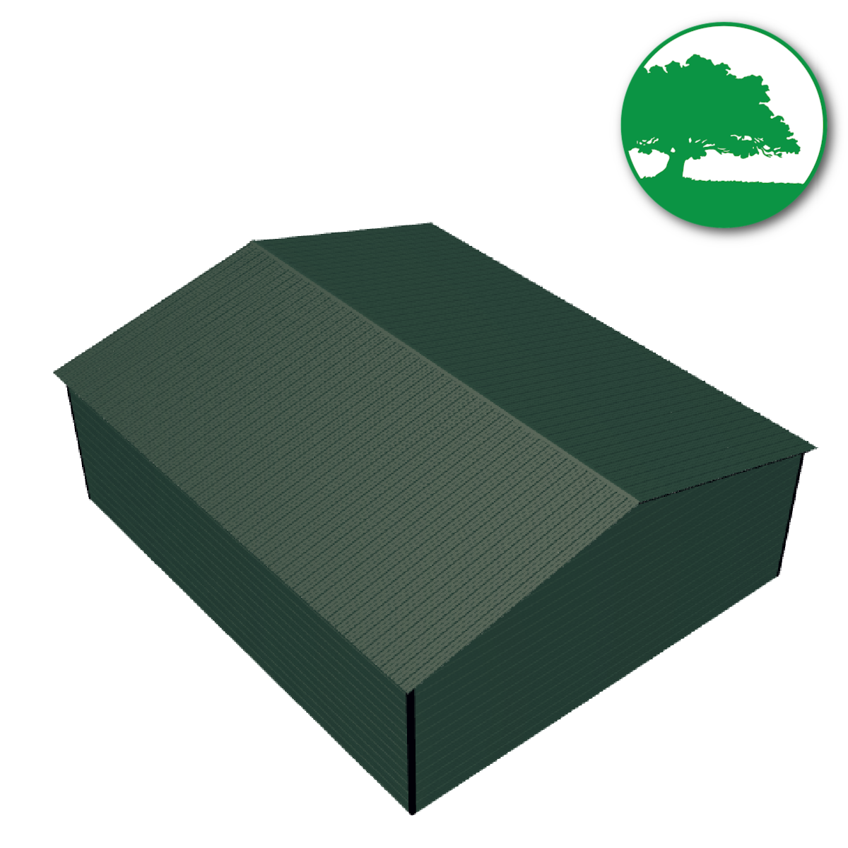 30'W x 35'L x 10'H 3-Bay Green Garage