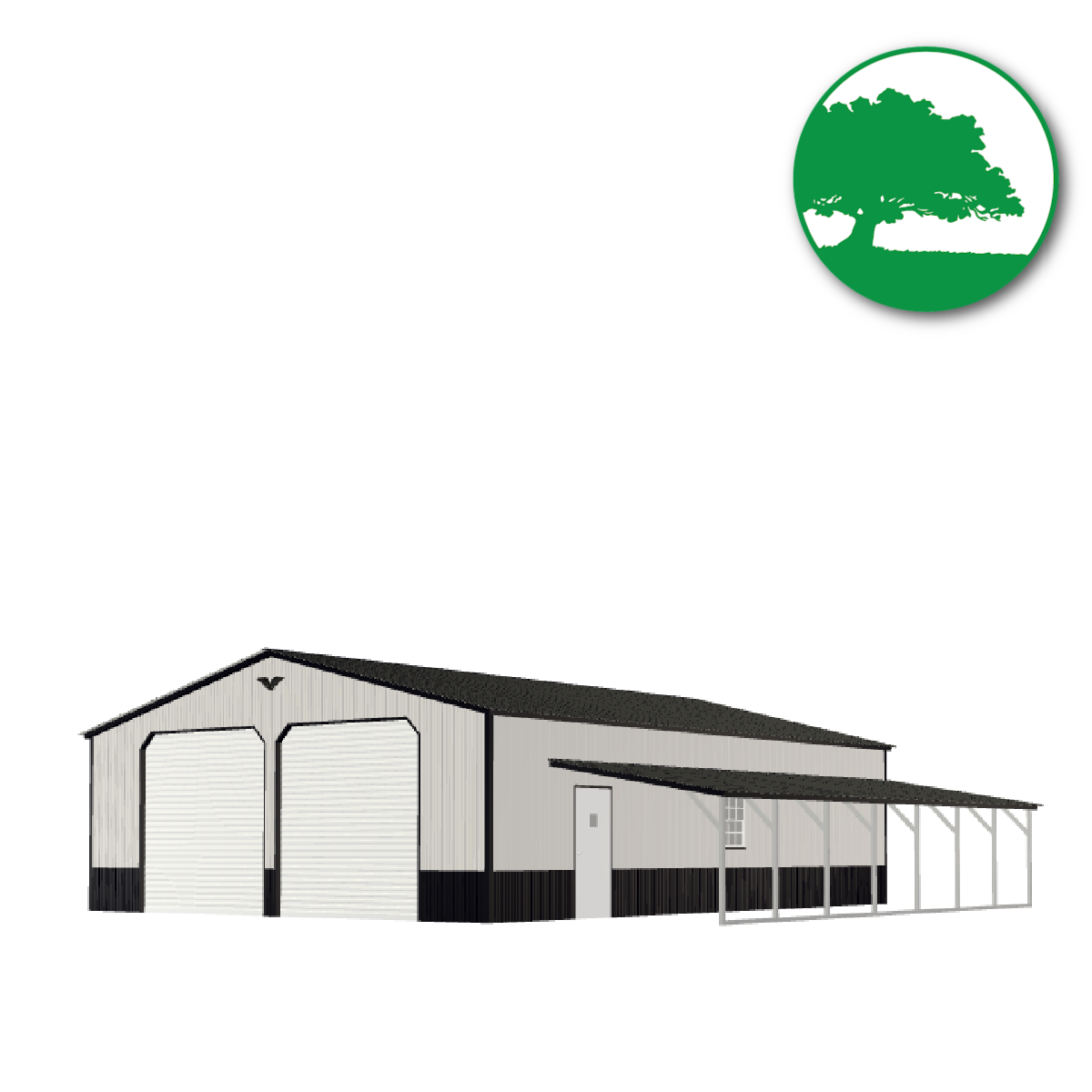40' x 40' x 10'/6'  Garage with Lean-To