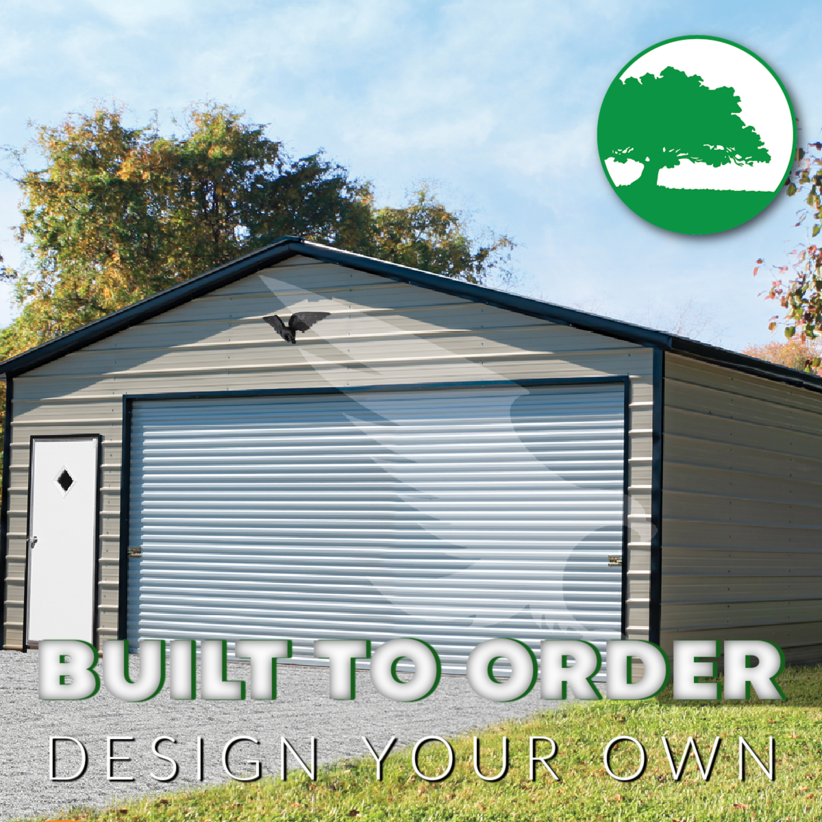 22’W x 25’L x 9’H Metal Garage with Wide Door