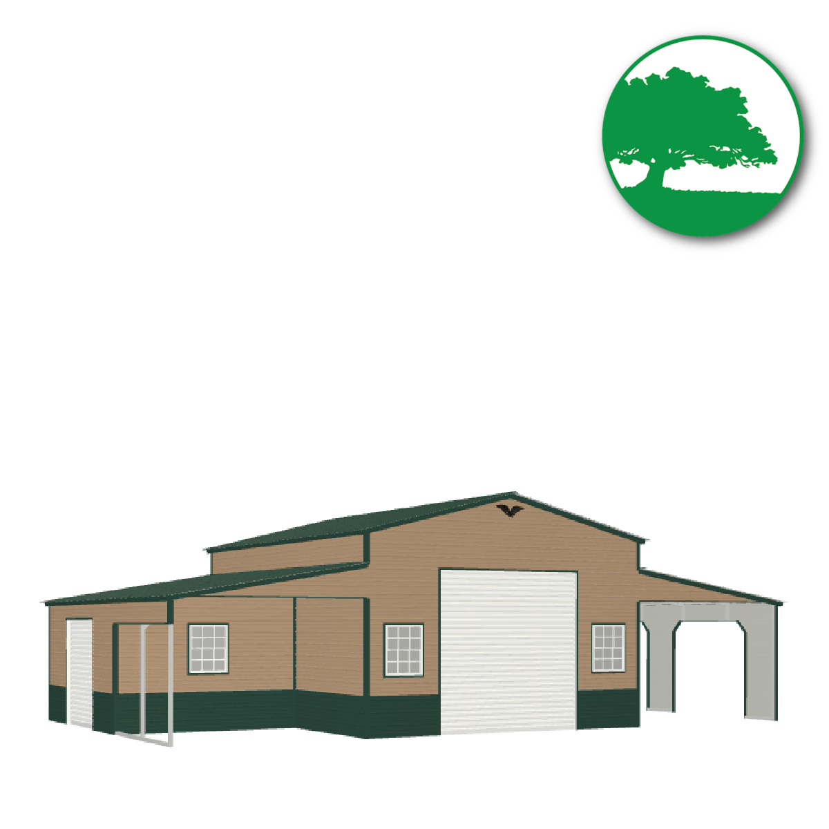 44'W x 25'L x 18'/8'H Metal Style Horse Barn