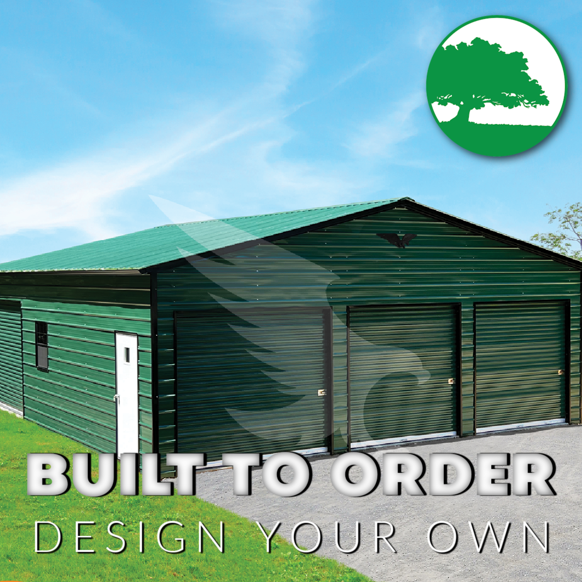 30’W x 35’L x 10’H 3-Bay Green Garage
