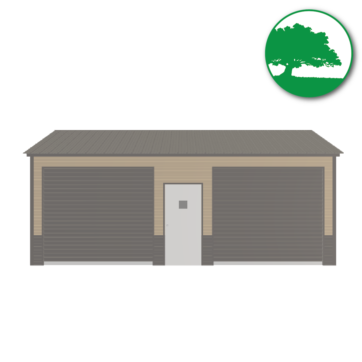 24'W x 25'L x 9'H Double Metal Garage