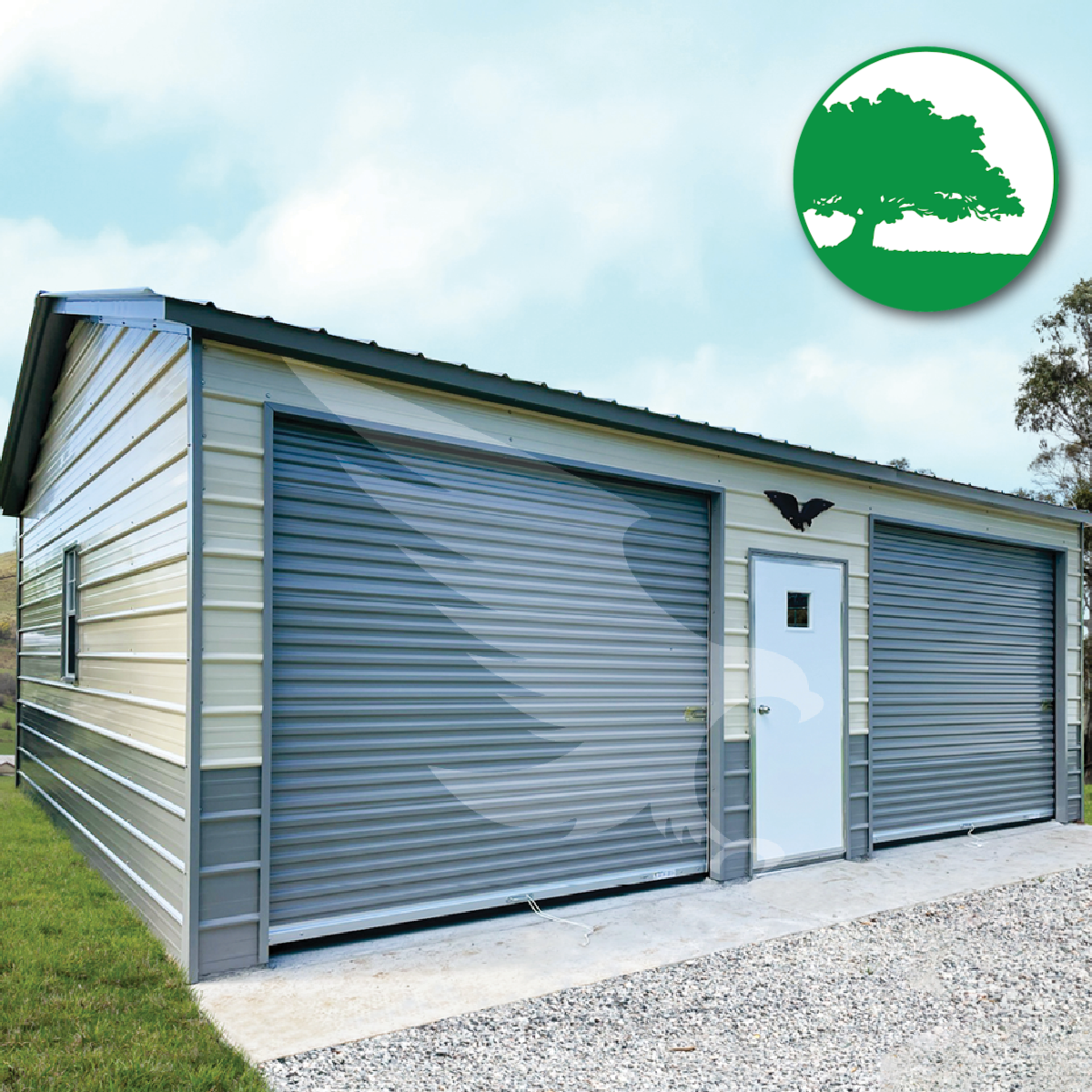 24'W x 25'L x 9'H Double Metal Garage