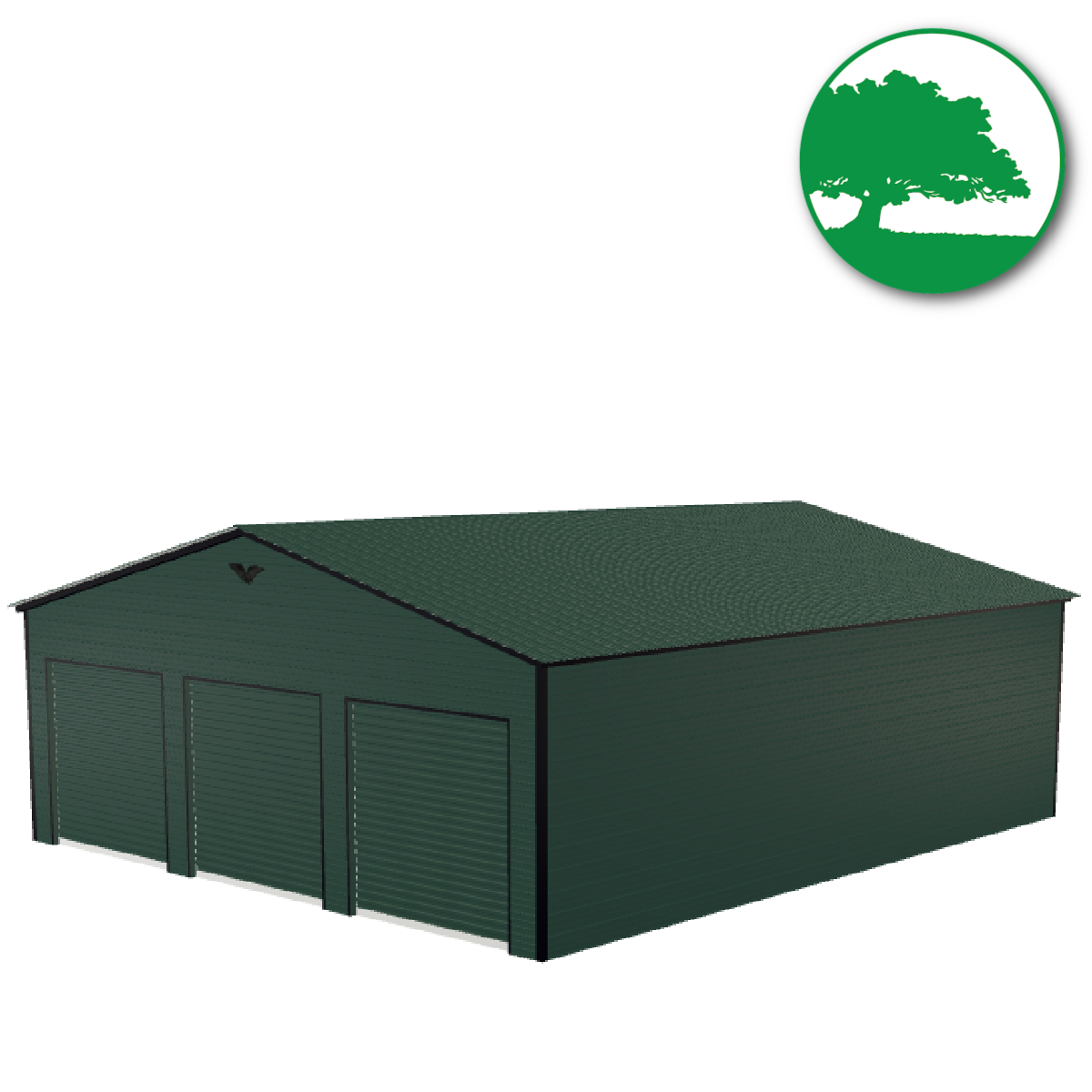 30'W x 35'L x 10'H 3-Bay Green Garage